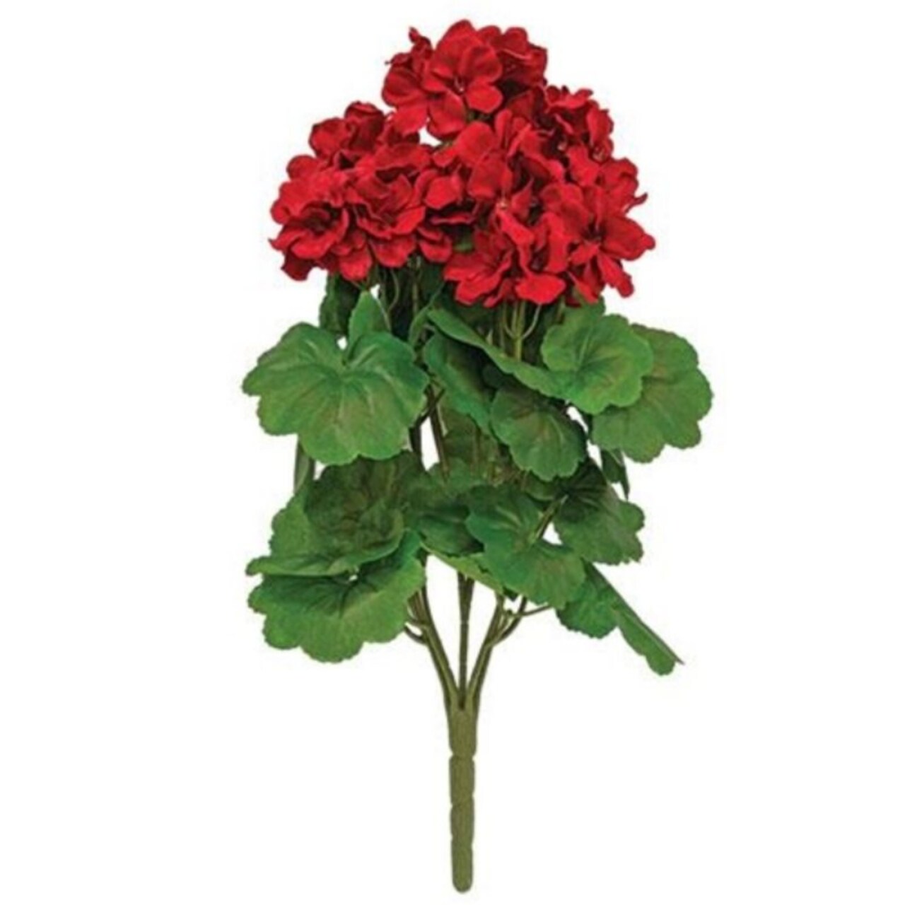 17" H Red Geranium Bush with Leaves and Sturdy Green Stem Perfect for Tabletops or Seasonal Arrangements